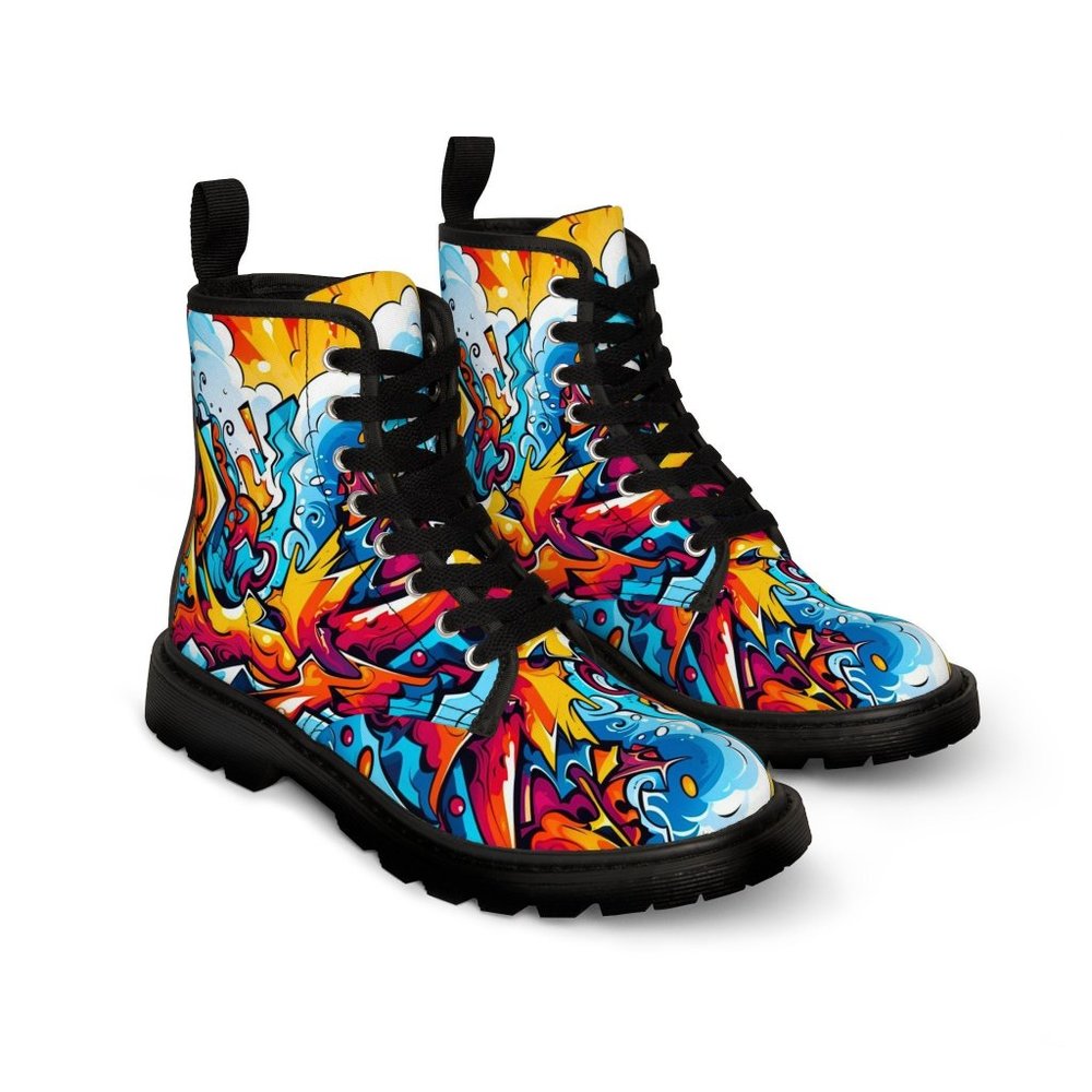 Graffiti Man Shoes, Luxury Stylish,  Men's Canvas Boots, Classy Mod Art Deco Out